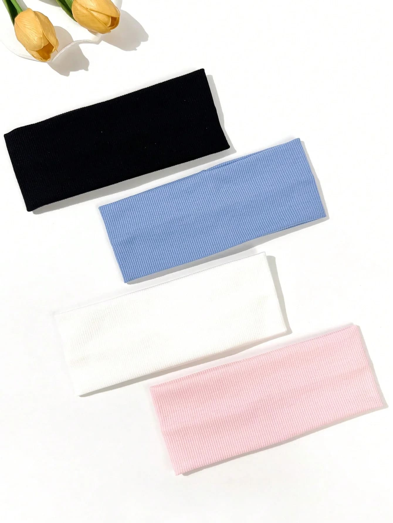 Set of 4 hair bands in solid color for yoga and fitness for women, elastic, fashionable and sweat resistant hair bands