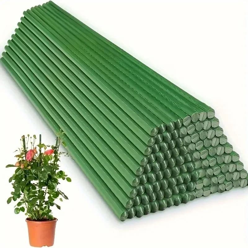 Dual Use Metal Plant Support Stakes, Green Plastic Coated Steel Pipe, Suitable for Potted and Ground Planted Climbing H0983KK