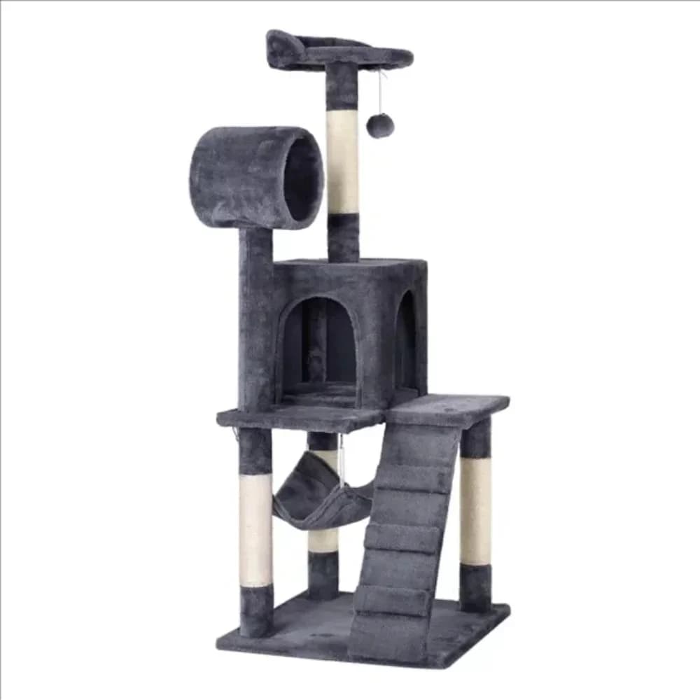 SmileMart Albero per gatti da 51" con amaca e tiragraffi, torre per giocattoli per gatti della casa grigio scuro