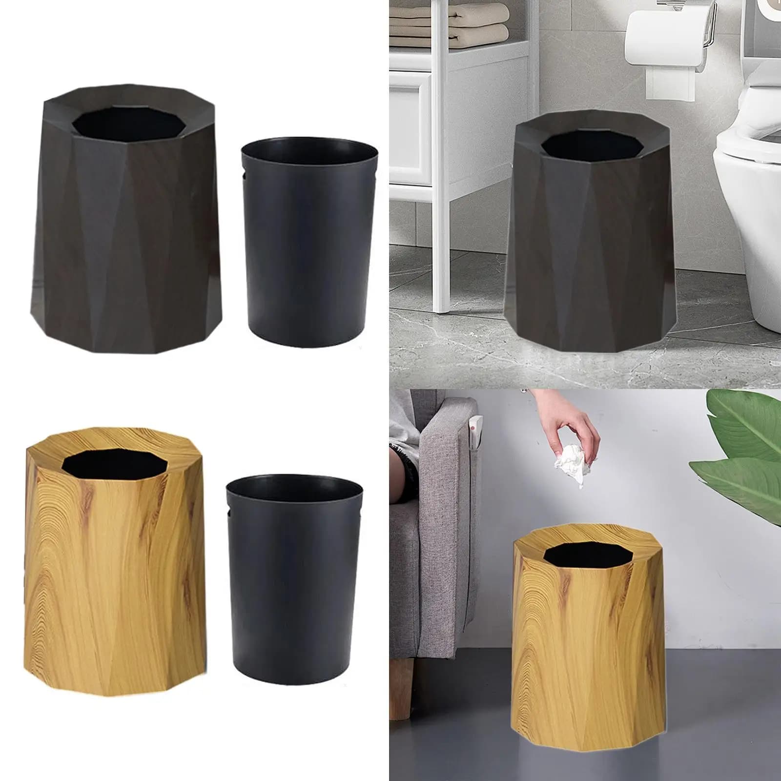 Bidone della spazzatura rotondo Cestino della spazzatura Versatile riutilizzabile decorativo Bidone della spazzatura Bidone della spazzatura per lavanderia Cucina Casa Bagno Patio
