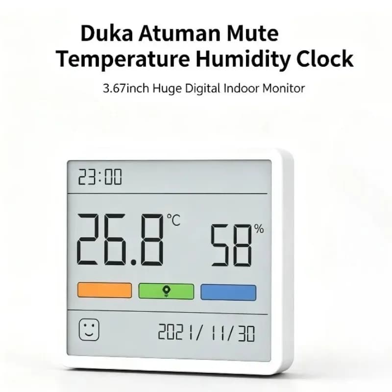 Duka Atuman Mute Temperature Humidity Clock Home Indoor High-precision Baby Room C/F Monitor 3.67inch Huge Digital Sensor