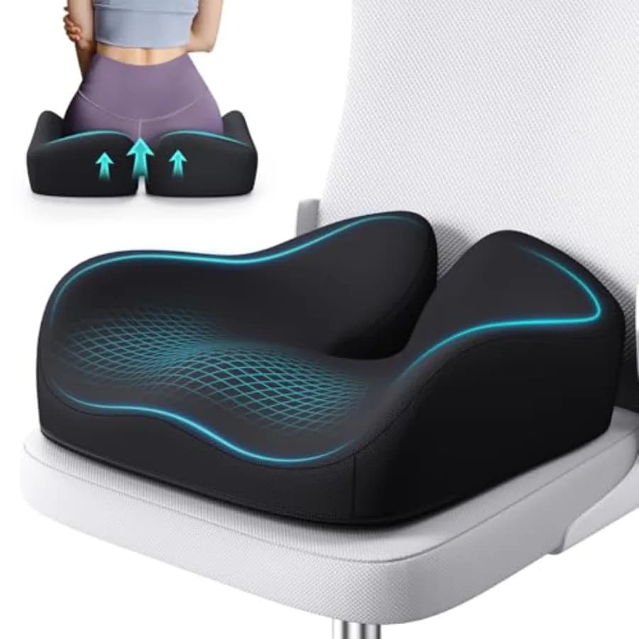 Cuscino in Memory Foam per Sedia da Ufficio, Ergonomico, per Alleviare il Dolore al Coccige, Sciatica e Supporto Lombare