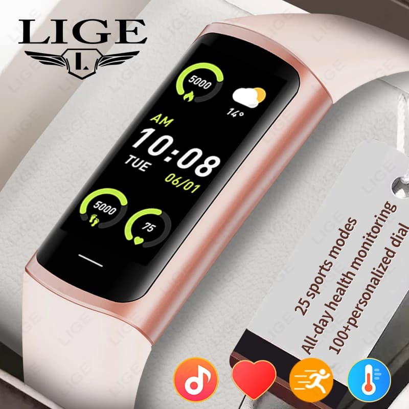 LIGE Smart Sporty Bracelet Fitness Tracker for Men and Women, Waterproof, Connected to Phone, Smartwatch for Android and iOS