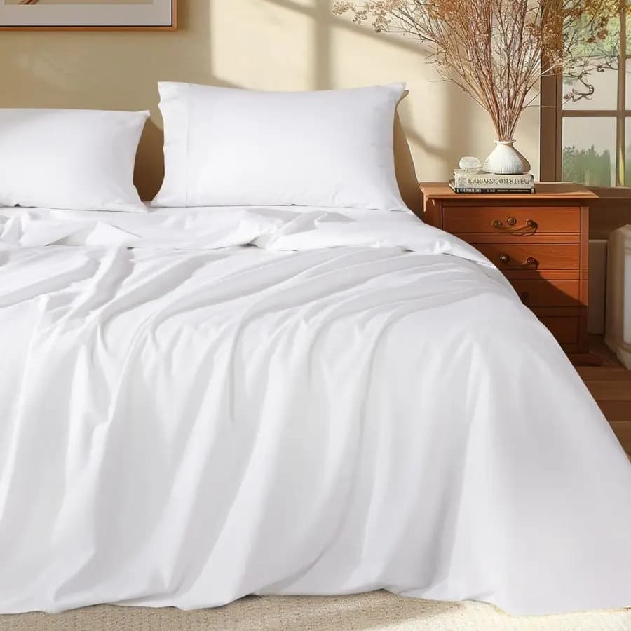Set of 100% Egyptian cotton King Size sheets with 1000 threads, breathable and refreshing cotton luxury sheets with pillowcase