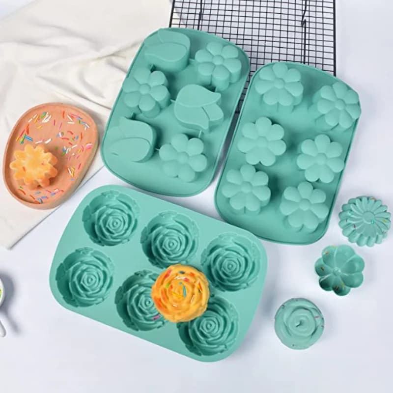 Multicavity Flower stampo per torta in Silicone Rose Chocolate Candy Jelly Baking Mold Home Decor sapone Candle Making Tool vassoio per il ghiaccio regali