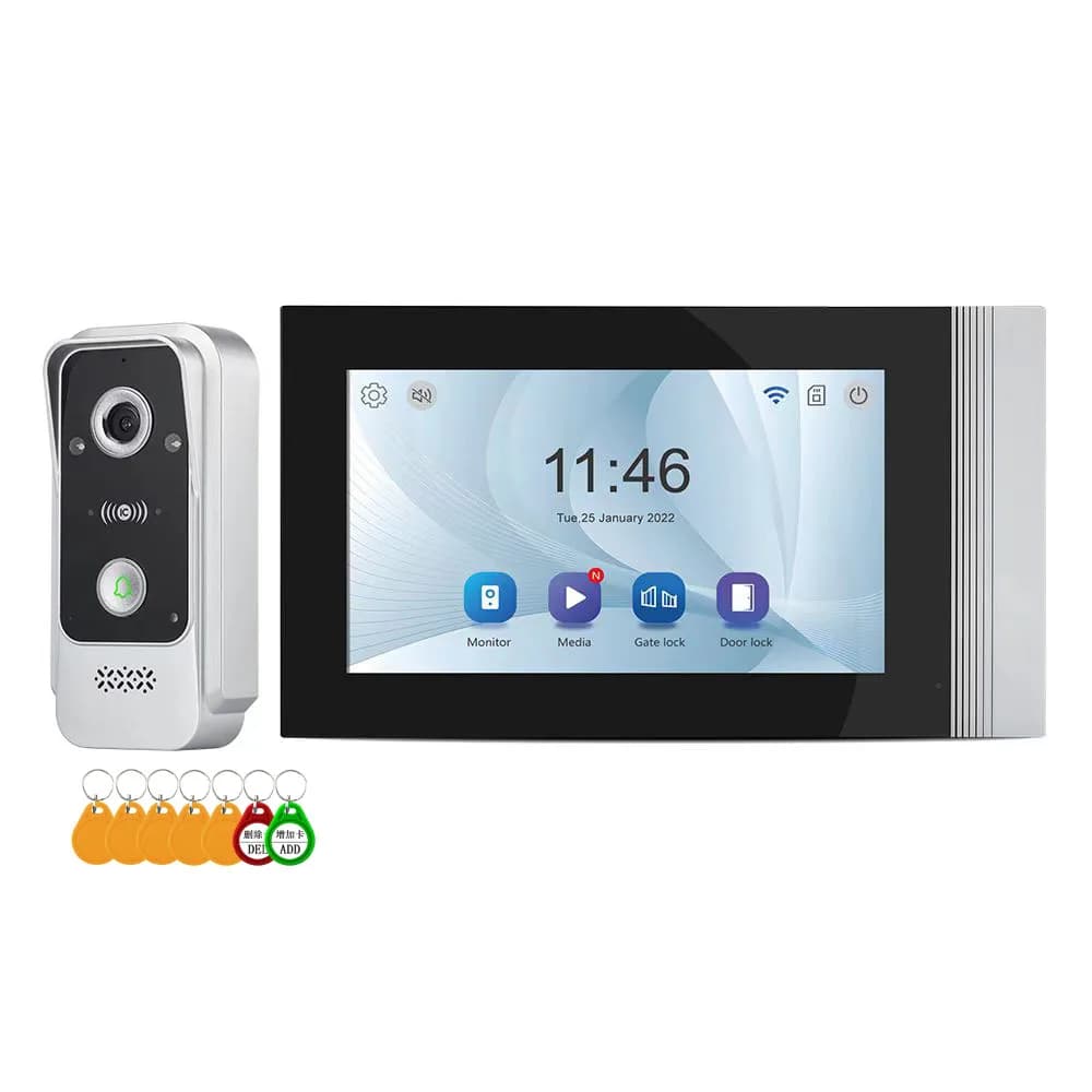 Videocitofono Cablato 2MP 1080P con App Tuya, Schermo da 7 Pollici, Campanello WIFI, Interfono, Telecamera Visiva per Porta 1V2