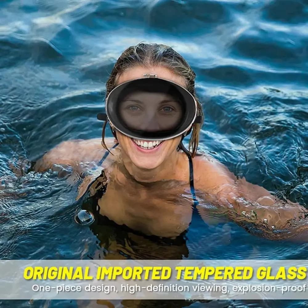 Retro-Style Tempered Glass Diving Mask Single Lens Oval Shape Snorkeling Mask Anti Fog Lightweight Swimming Goggles Snorkeling