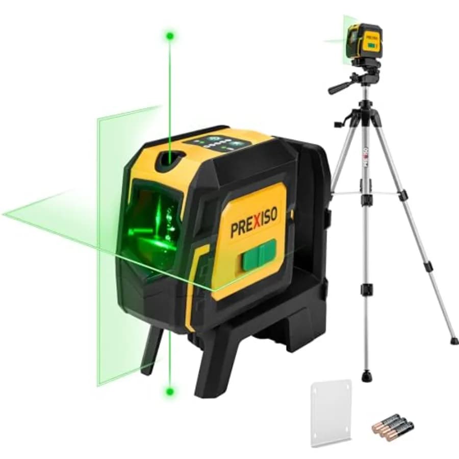 Livella Laser Verde con Treppiede e 2 Punti di Gravitazione per Allineamento di Soffitti e Piastrelle - Autolivellante a Croce 30 Metri