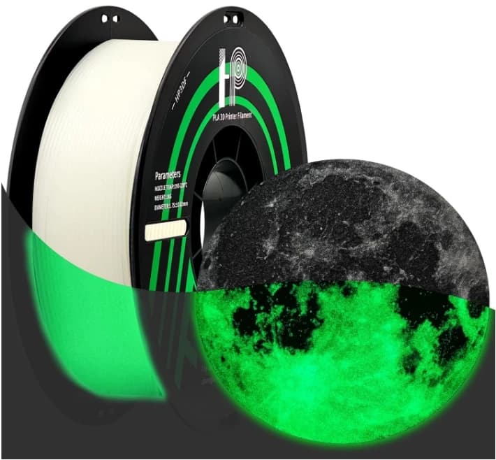 HP3DF Glow in the Dark PLA 3D Filament, 1.75mm, Accuracy +/- 0.02mm,1kg Spool (2.2lbs), Fits Most FDM Printers (Glowing Green)