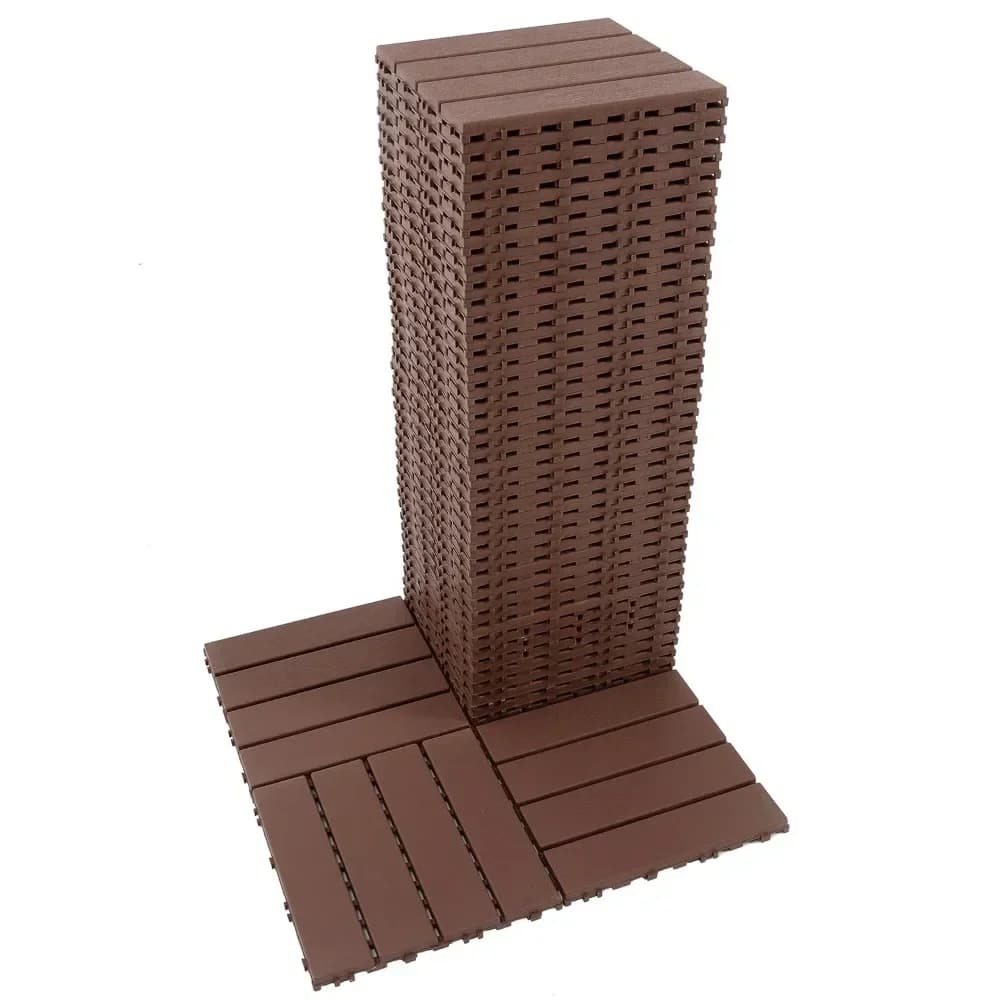 Piastrelle per ponte ad incastro in plastica LP, 12"x12" (confezione da 44), pavimenti per esterni impermeabili per tutte le stagioni, pavimenti per Yar anteriore/posteriore