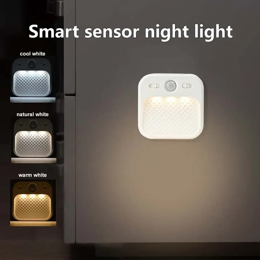 Lampada da notte a LED con sensore di movimento, lampada da armadio ricaricabile USB wireless, lampada da cucina portatile, camera da letto, armadio, corridoio, scale
