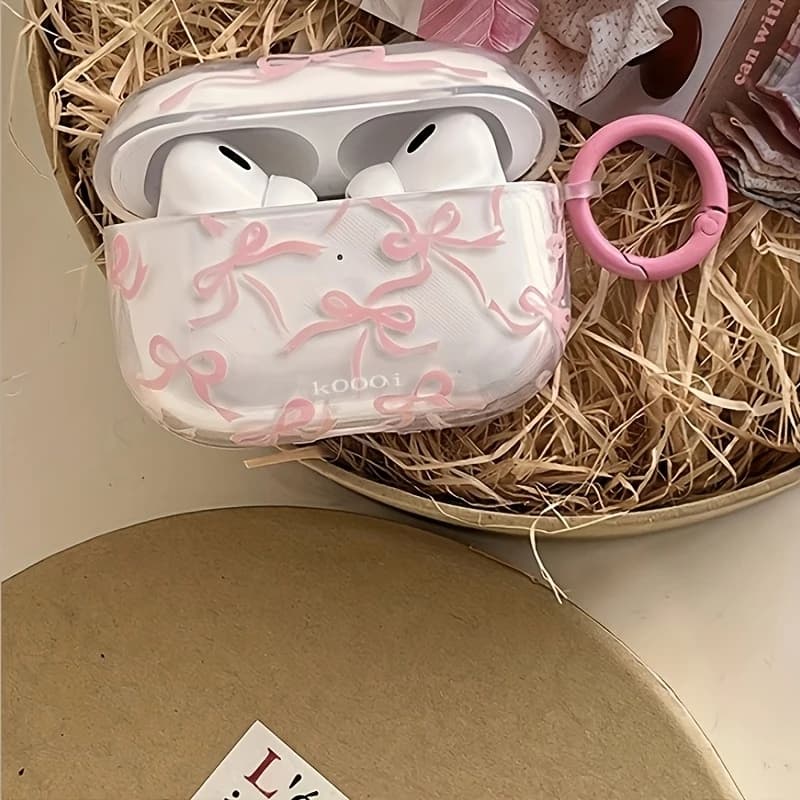 Custodia Protettiva Rosa Stile Fiocco per Apple AirPods 1/2/3/Pro/Pro2 Anti-Caduta Anti-Graffio Anti-Urto per Auricolari