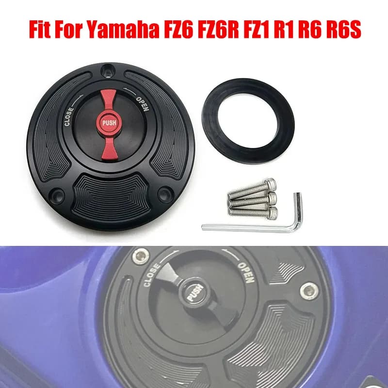 Tappo Serbatoio Carburante CNC in Alluminio Senza Chiave per YAMAHA FZ6 FZ6R FZ1 R1 R6 R6S - Accessori Moto Tutti gli Anni