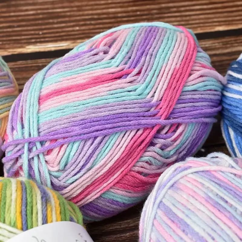 100g milk cotton yarn hand woven No.2 thread, multi-color knitting, handmade knitting, scarf, hat, knitting thread, Doll yarn