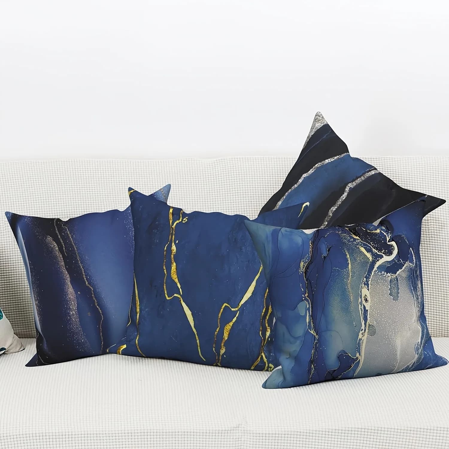 Dark Blue Marble pillow Fits for sofa, car, bedroom, decorative cushion lining