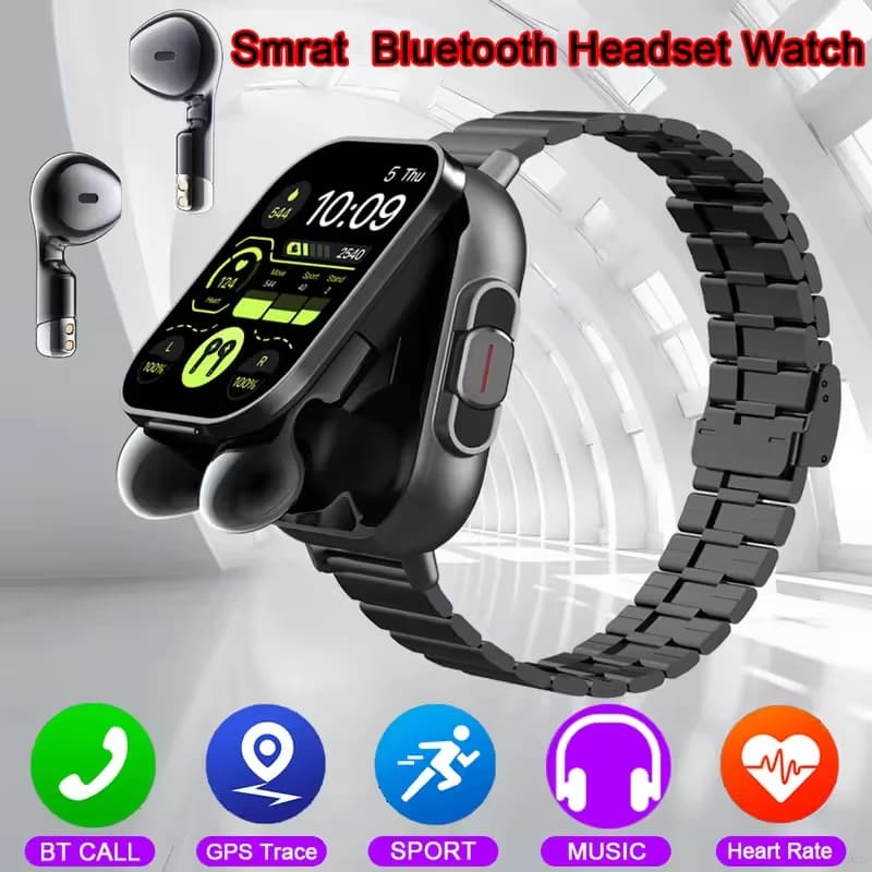 NFC Smart Watch TWS Headset 2 in 1 Call Bluetooth Heart rate Blood pressure Health monitoring Headphones Music reproduction Smartwatch
