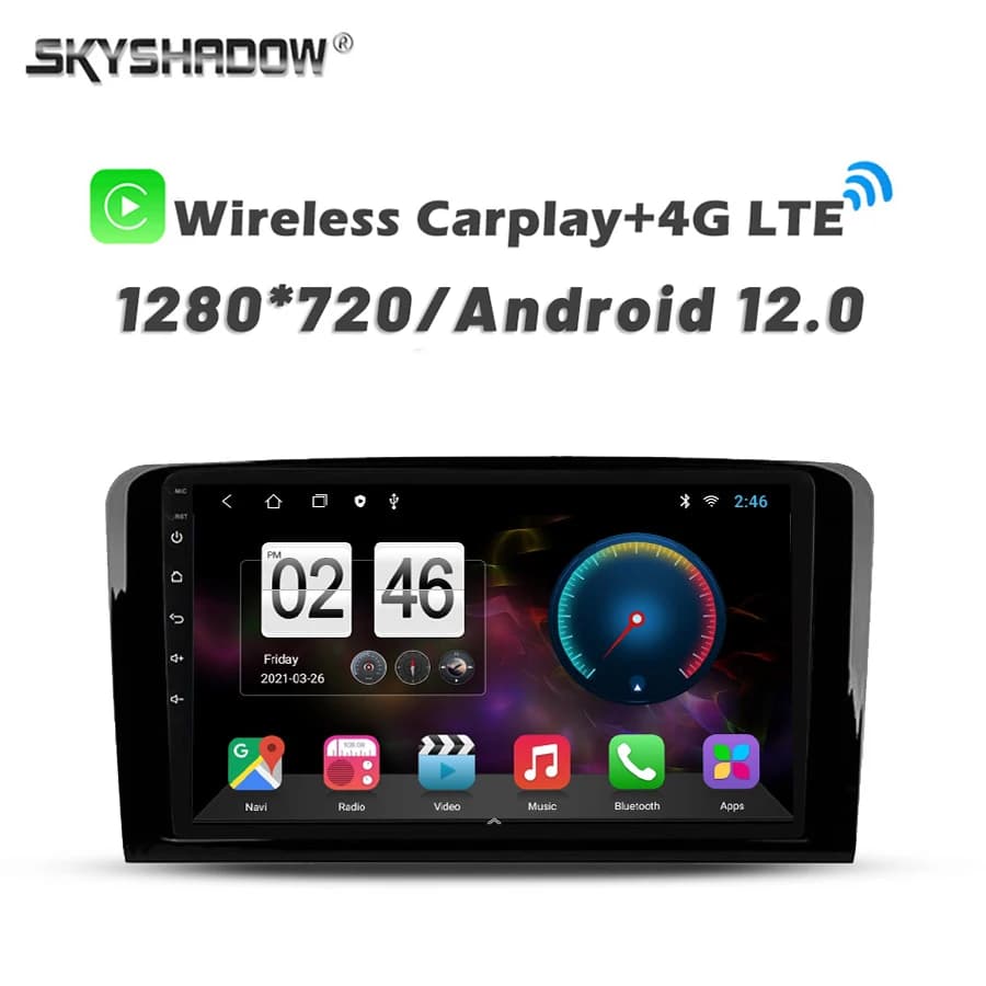 720P 8G + 256G Carplay Auto 4G SIM DSP Android 13.0 Lettore DVD per auto GPS Mappa WIFI Bluetooth RDS Radio per Benz ML W164 Classe GL X164