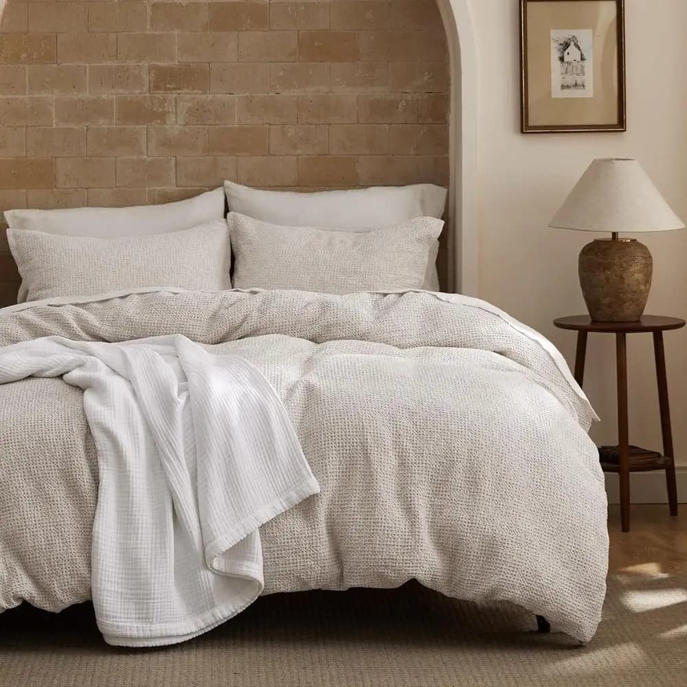 Copripiumino Wale King - 100% Cotone, Colore Lino, Tinto in Massa o per un Estetismo Migliorato della Camera da Letto, GentleSot ™ e elegante A