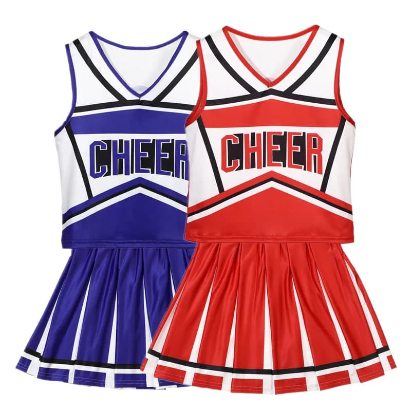 Canotta da ragazza Gonna da cheerleader Abito con lettera stampata Abiti slim Fantasia Abbigliamento sportivo Vacanza Cosplay Abito da passerella Rosso Bianco
