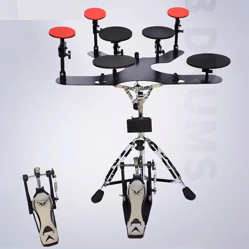Set di batteria muto regolabile Set di pad per batteria silenzioso in silicone Pratica per principianti 5 batteria 3 piatti Adulti Bambini Strumenti a percussione