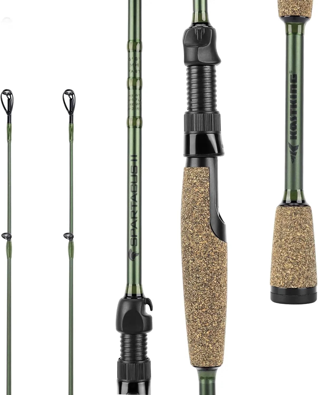 Canne da Pesca Spartacus II - Canne da Casting e Spinning in Grafite IM6, Canne in 2 Pezzi con Sezione Extra per la Punta, PTS Power Transiti