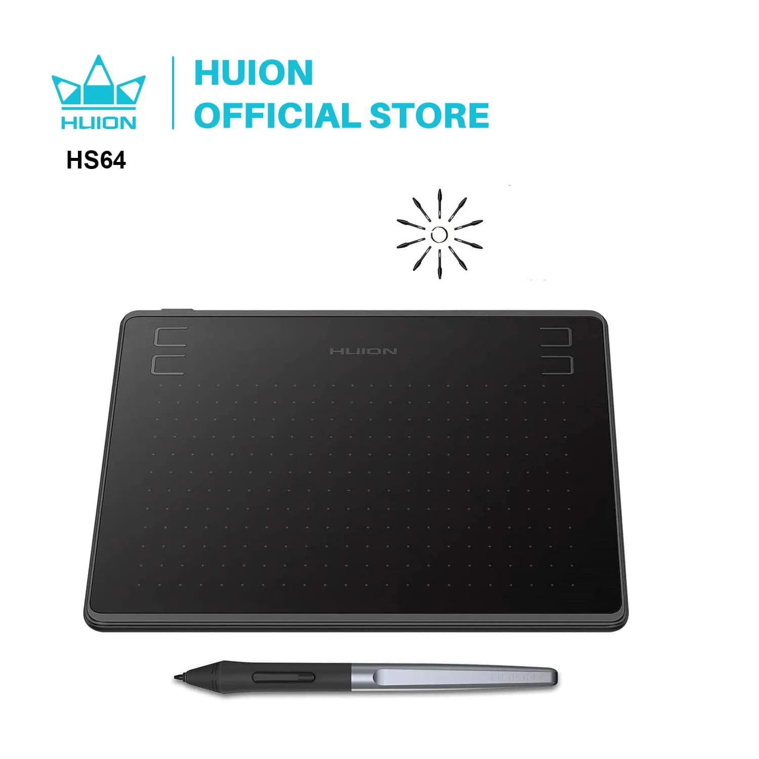 HUION HS64 Tavolette grafiche da 6x4 pollici Strumenti per pittura con tablet per telefono con stilo senza batteria per Android Windows e macOS