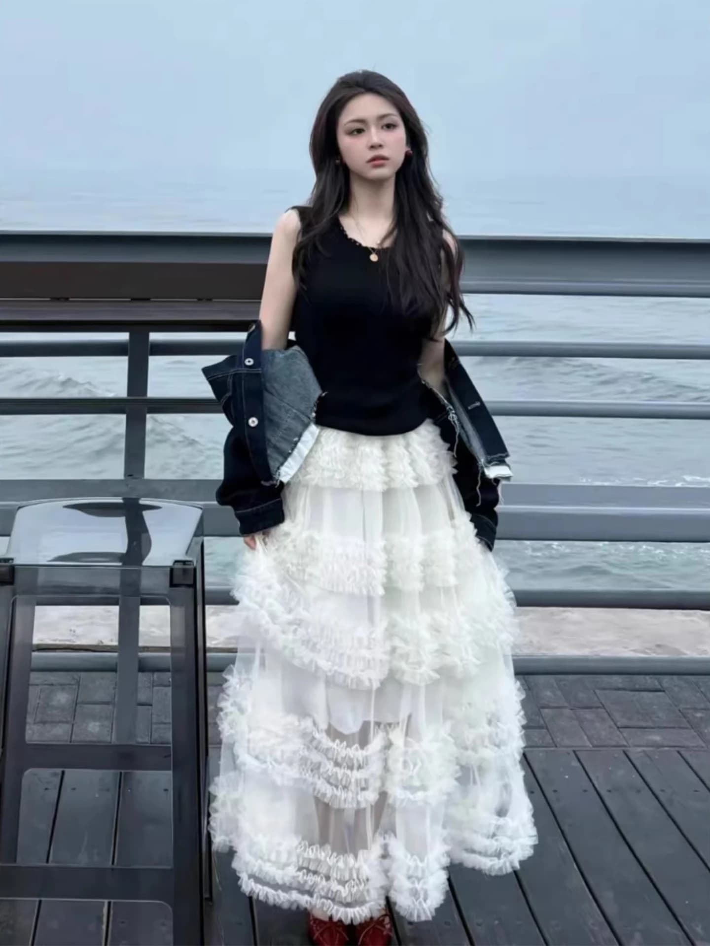 Elegante Gonna Lunga a Strati in Rete da Donna, Nuova Collezione 2026, Stile Balletto, Vita Alta, Effetto Modellante sui Fianchi, Linea ad A