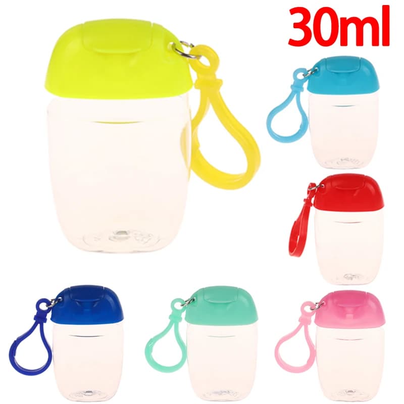 Flaconi ricaricabili portatili da 30 ml con gancio, contenitore per disinfettante per le mani, contenitore per cosmetici, mini dispenser per sapone da esterno