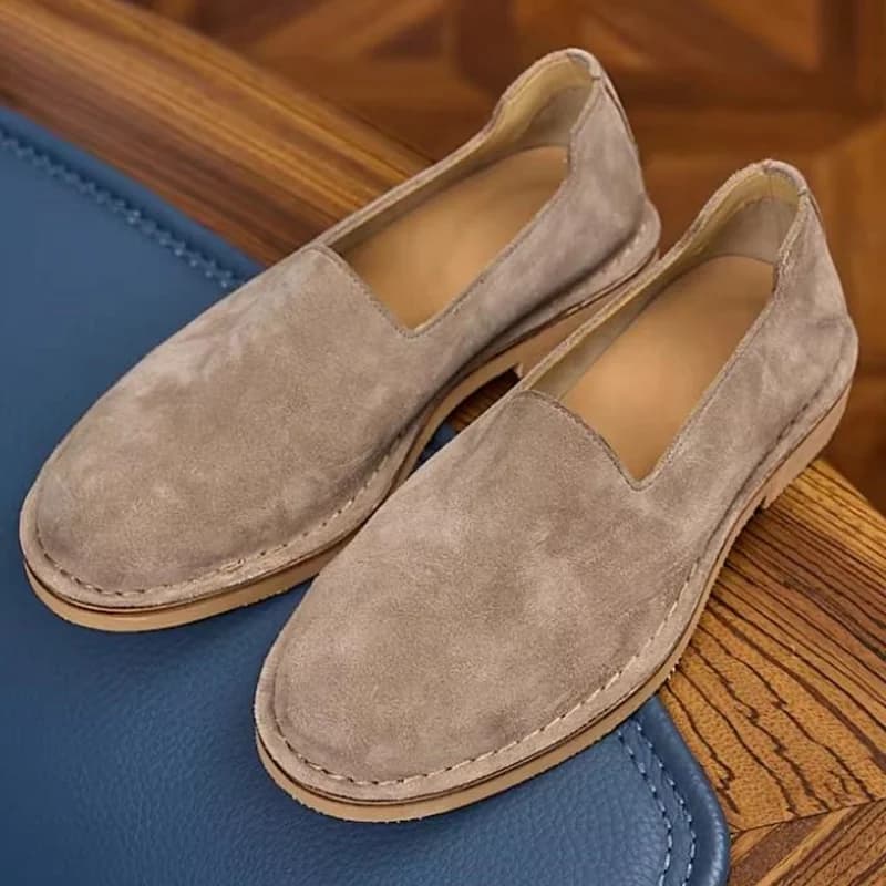 Vintage Style Low-top Suede Sneakers For Men Handmade One-step Slip-on Loafers Breathable Comfortable Casual Leather Shoes