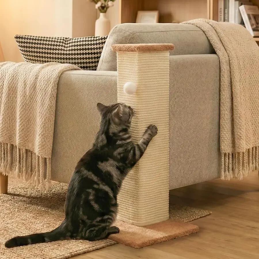 Tiragraffi Angolare per Gatti, Tiragraffi in Sisal da 28,5 Pollici per Gatti da Interno, Tiragraffi da Parete Angolare per Protezione Mobili, Peluche