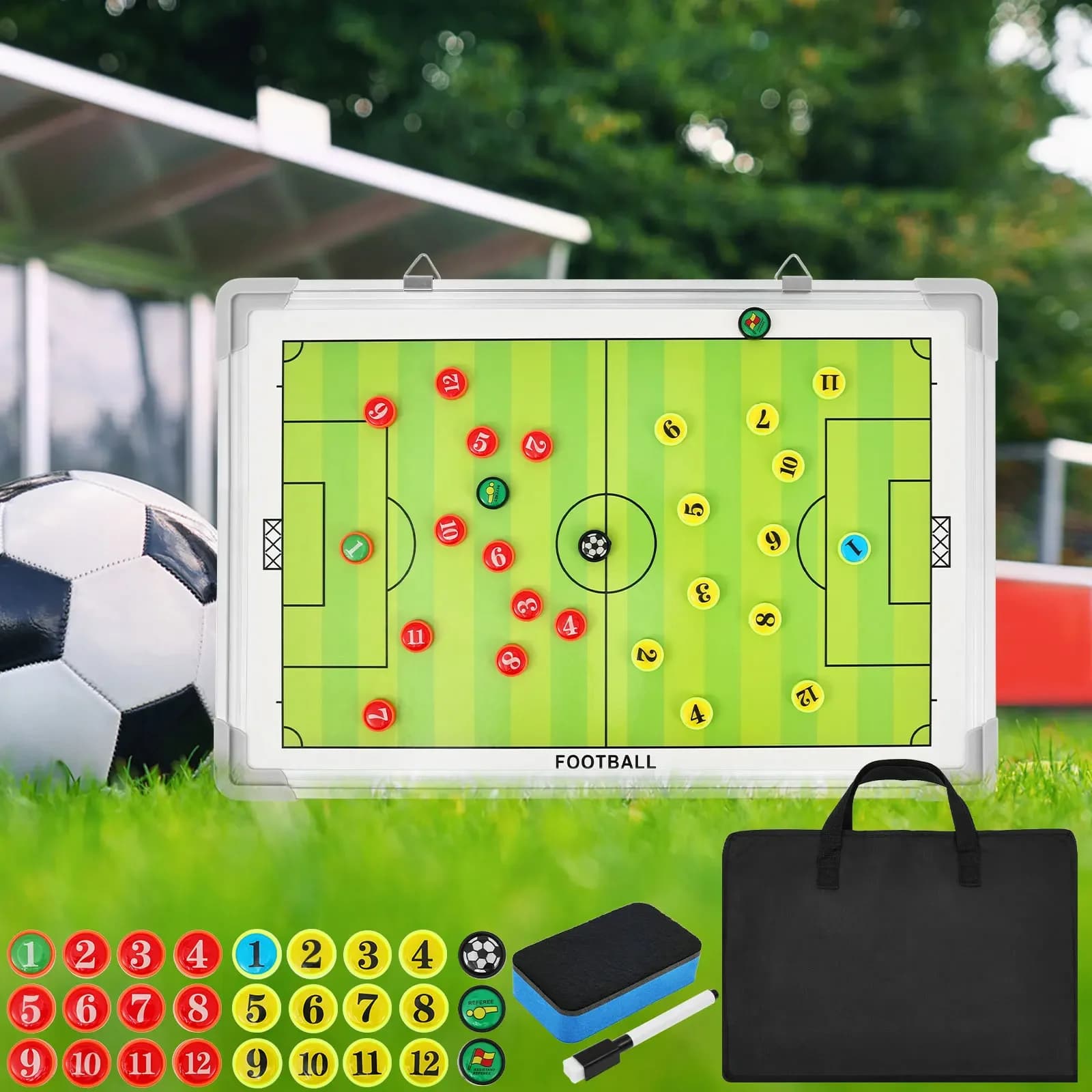 Football Tactical Board Professional Football Coach Tactical Board Magnetic Soccer Coaching Board Double Sided Dry Erase