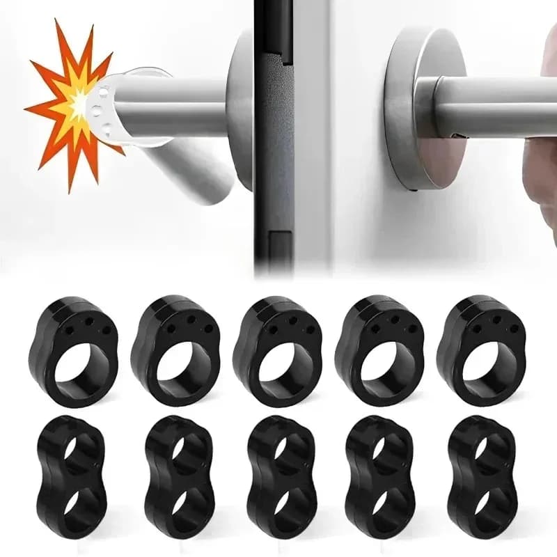 5/10 Pezzi Fermaporta Trasparente in Gel di Silice, Protezione per Maniglie e Pareti, Ammortizzatore per Maniglie, Protezione per Mobili (Nero)