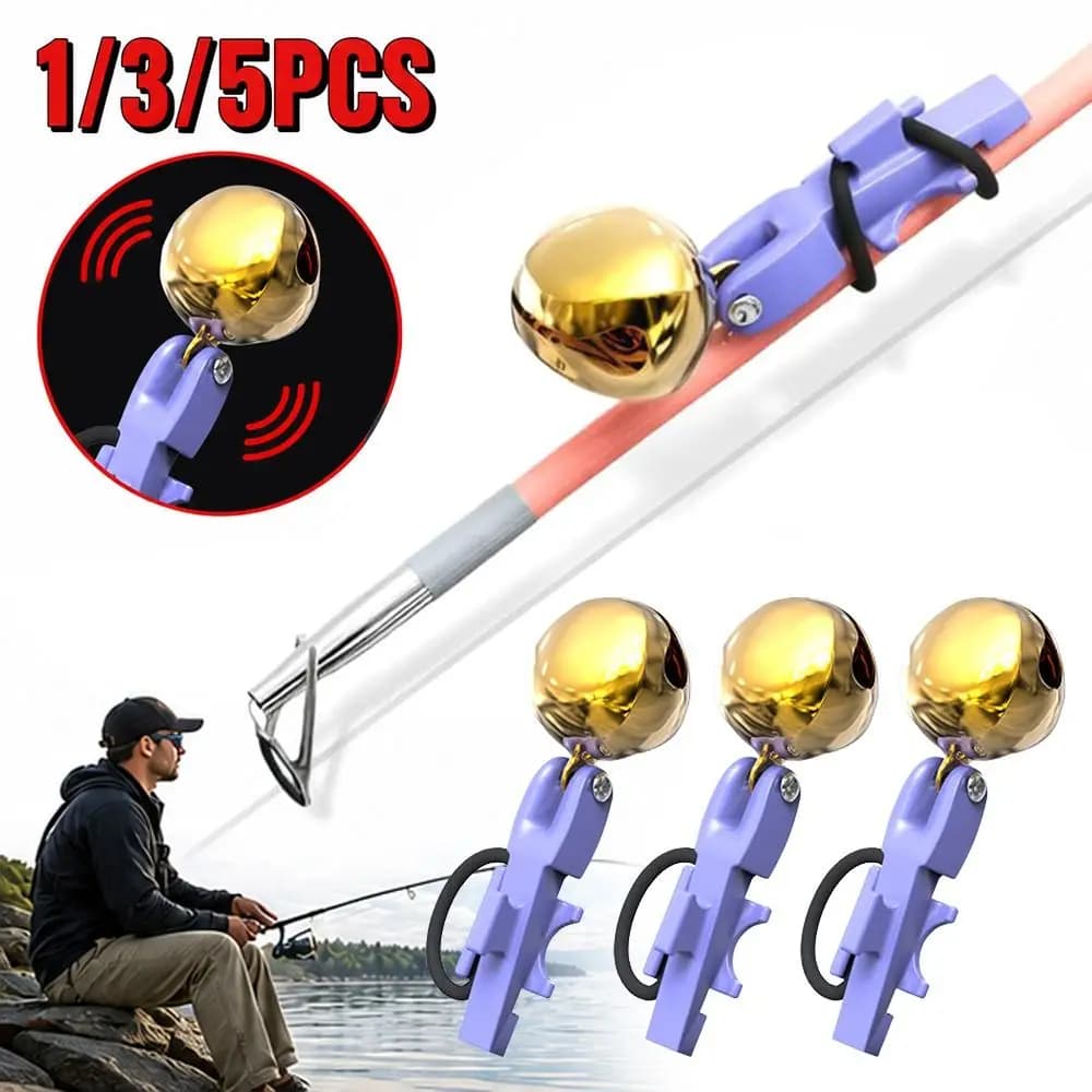 1/3/5PCS High Sensitivity Fishing Bite Alarm Bell Alloy Material Lightweight Rod Tip Fishing Alert Non-Jam Line Secure Clip