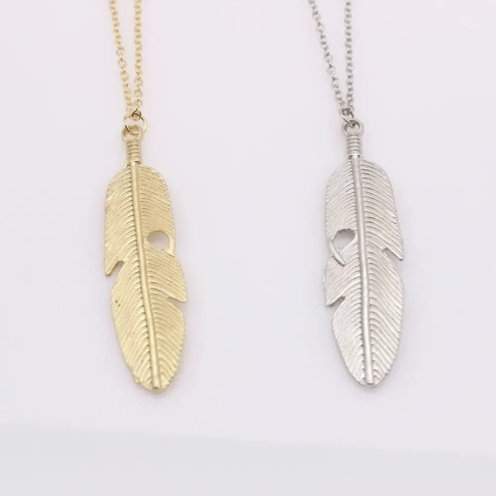 FSUNION 2025 Nuova collana a catena con ciondolo in piuma Collana lunga con maglione per regali di gioielli girocollo alla moda da donna