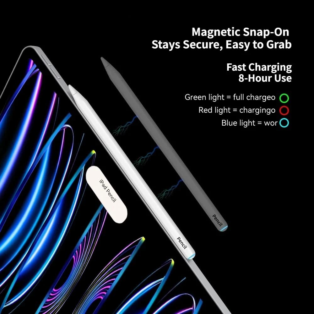 Nuovo Stilo Bluetooth per Apple iPad Pencil, compatibile con iPad A16 11th Pro 13 M4 12.9 Air M2 11 10.9 Mini 7 6 5, con Rilevamento del Palmo