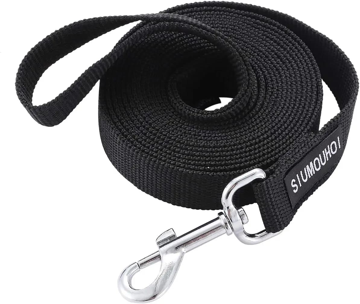 Guinzaglio per Addestramento Cani in Nylon Resistente, Lungo 3 Metri, Corda di Trazione, Larghezza 2,5 cm, per Cani Piccoli e Medi (Nero, 3 Metri)