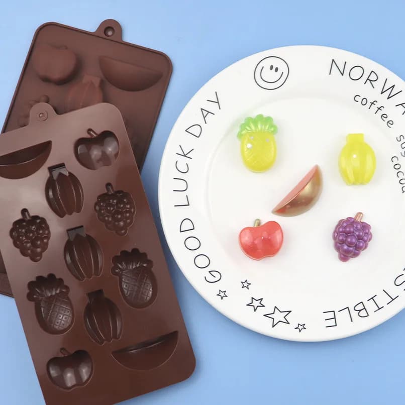 Stampo per cioccolato in silicone serie frutta all'ingrosso a forma di pera e banana, stampo per griglia di ghiaccio 143