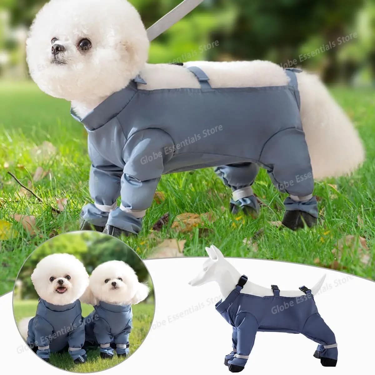 Stivali per cani Leggings Pantaloni per cani impermeabili Scarpe per cani antiscivolo Protezione per zampe per animali domestici Tuta per cani regolabile con cinghie Forniture per animali domestici