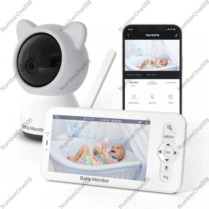 Monitor per Bambini da 5 Pollici 1080P, Telecamera Wireless Intelligente con Visione Notturna, Visualizzazione Remota tramite App per Smartphone