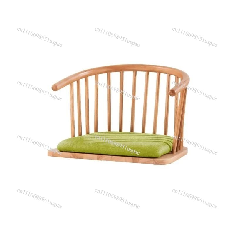 Tatami Floor Chair, Zen Meditation Stool with Armrests, Solid Wood Legless Ottoman Eco-Friendly Bay Window Cushion Seat