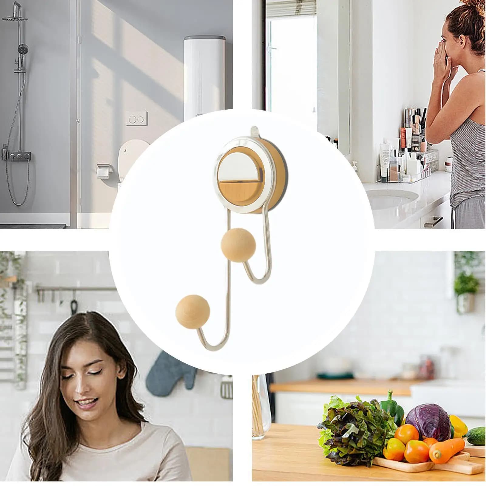 Ganci di aspirazione per parete della doccia Forte organizzatore sottovuoto Ganci a ventosa senza trapano per bagno Cucina Soggiorno Docce di vetro