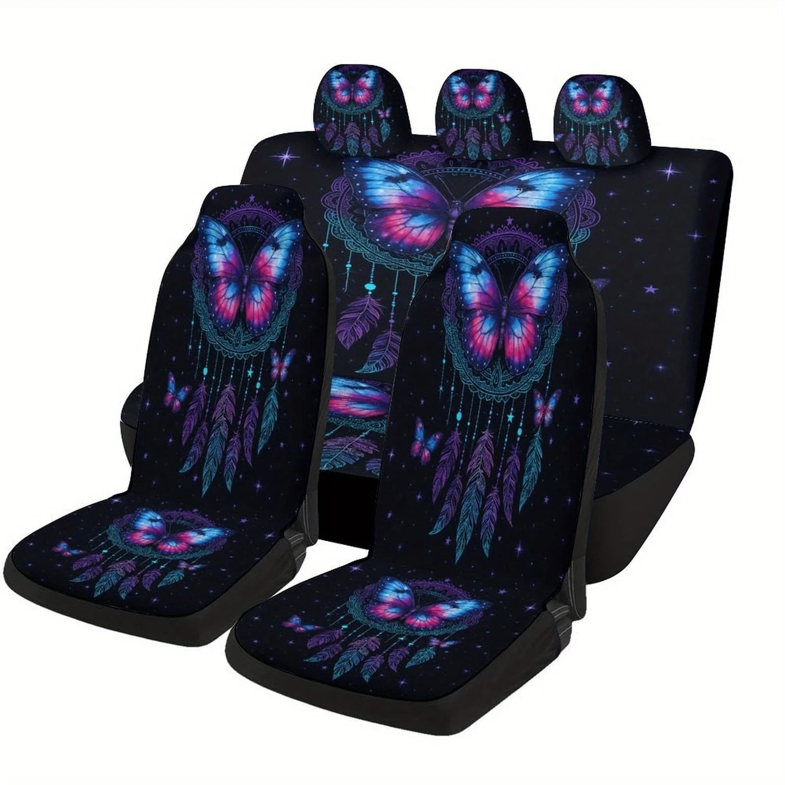 Butterfly Dreamcatcher Designed Car Seat Cover Set For Most Cars, Decorative Fashionable High-quality Car Seat Protector Covers