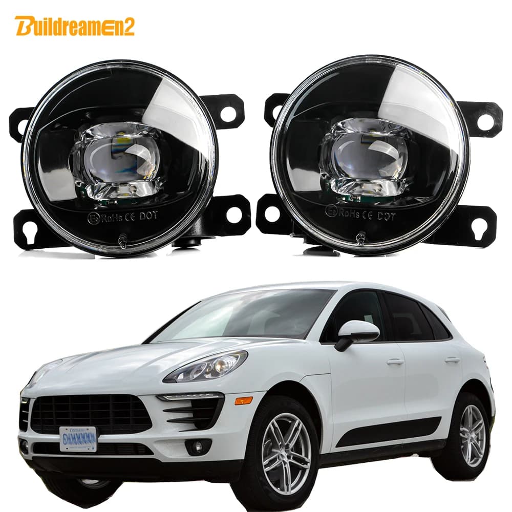 2 Pieces LED Lens Fog Light 30W H11 For Porsche Macan (95B) 2014 2015 2016 2017 2018 Upgrade Car Front Fog Lamp Accessories
