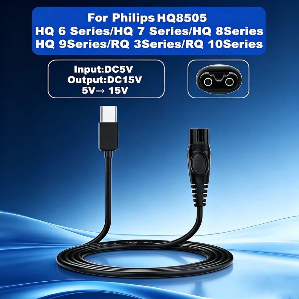NEW 15V USB Type-C Charger HQ8505 Cable For Philips OneBlade Pro QP6510/20/30/50/51/05 QP6620 BG HQ RQ XL HS QC QT QS PT Series