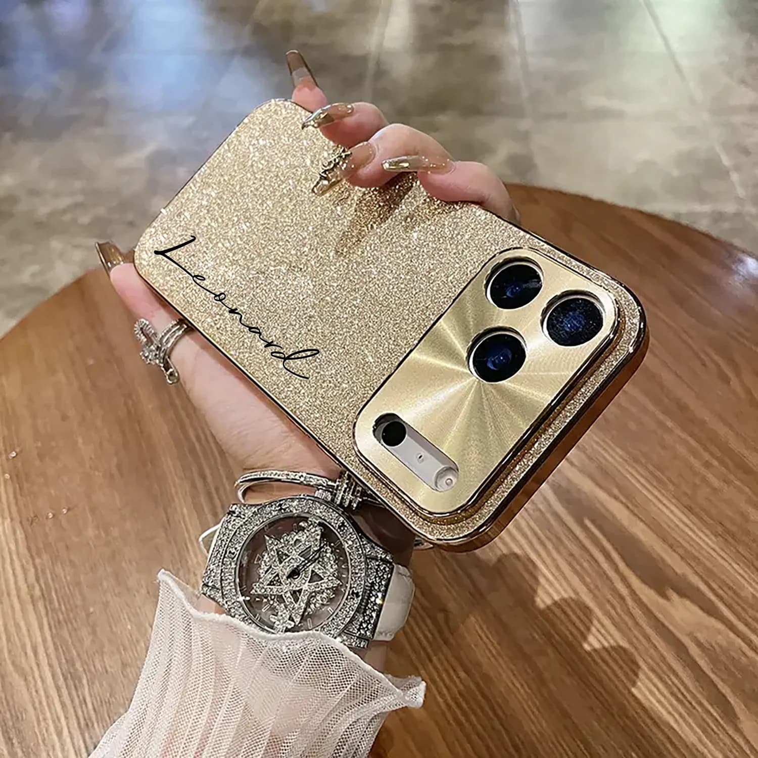 Telefono personalizzato fai da te con nome personalizzato Diamond Glitter compatibile con Iphone 17 16 15 14 13Pro Max, 17 Air e 17 Pro, 17