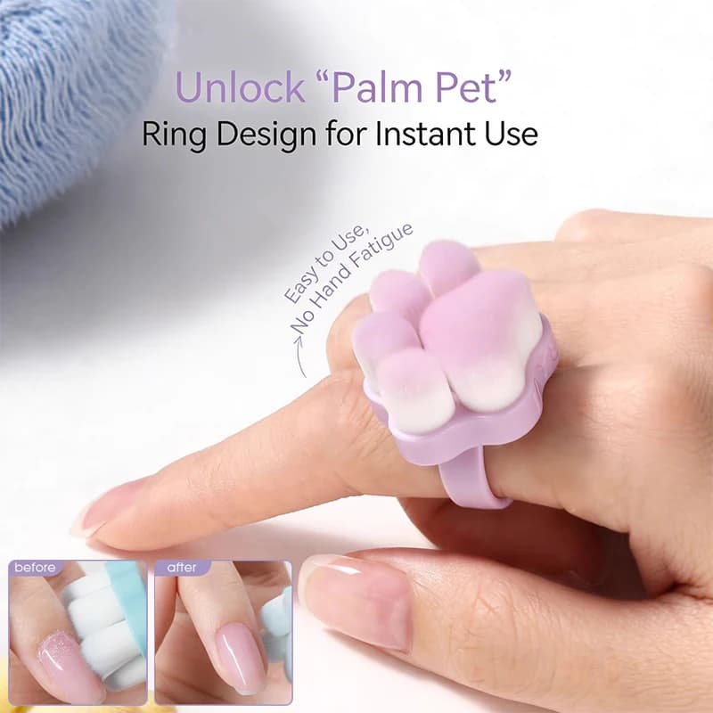 Spazzola per la pulizia della polvere per nail art in plastica, spazzola a forma di zampa di gatto per la pulizia della polvere del gel, spazzola a forma di anello per il make-up, strumenti morbidi per manicure