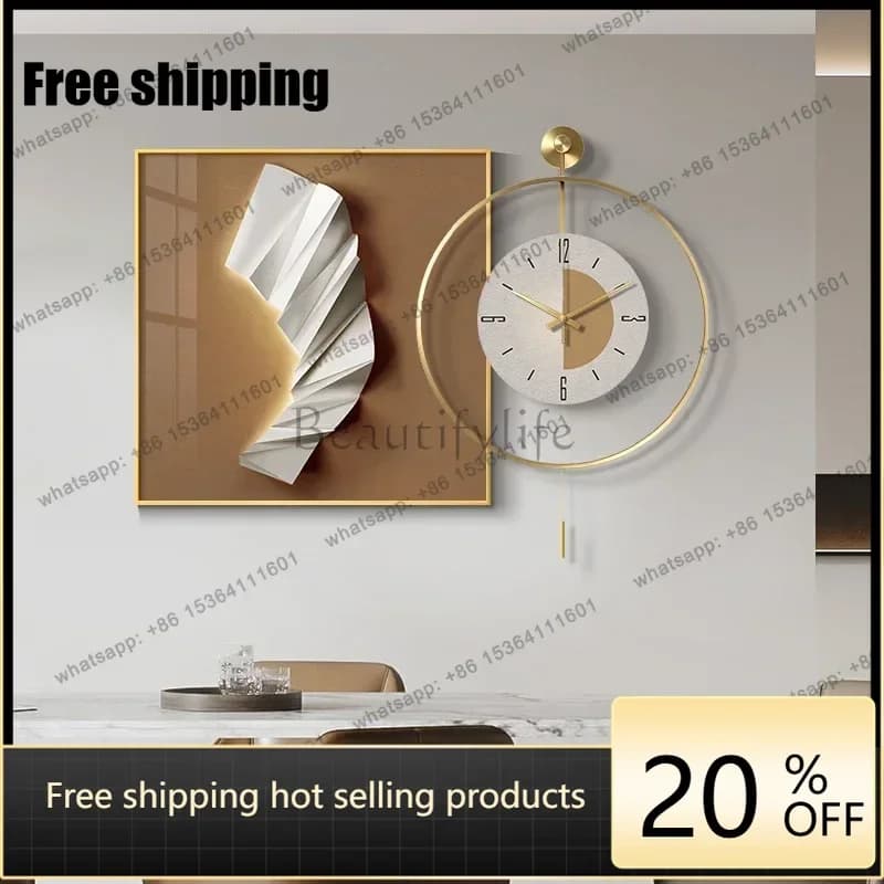 Factory Direct Home Decor Big Modern Light Luxury Dining Room Decorative Painting High End Living Room Battery Wall Clock Home D