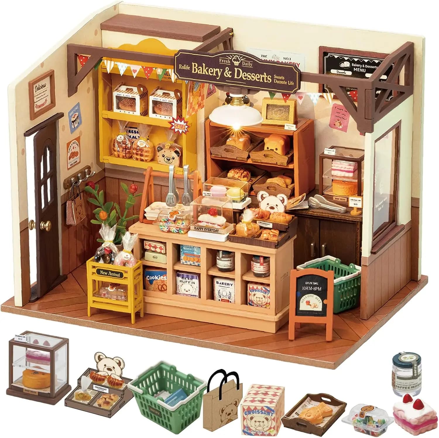 Kit Casa in Miniatura Fai-da-Te Rolife 'La Cucina di Becka', Puzzle 3D in Legno, Modello di Casa delle Bambole, Decorazione e Regalo per Adulti e Amici