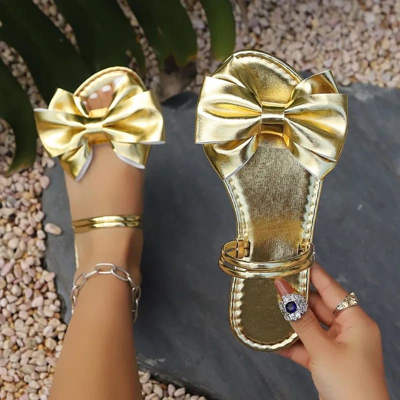 Sandali Donna Oro Estivi Comodi Casual Ciabatte Basse Scarpe da Spiaggia Donna Calzature Dorate a Farfalla