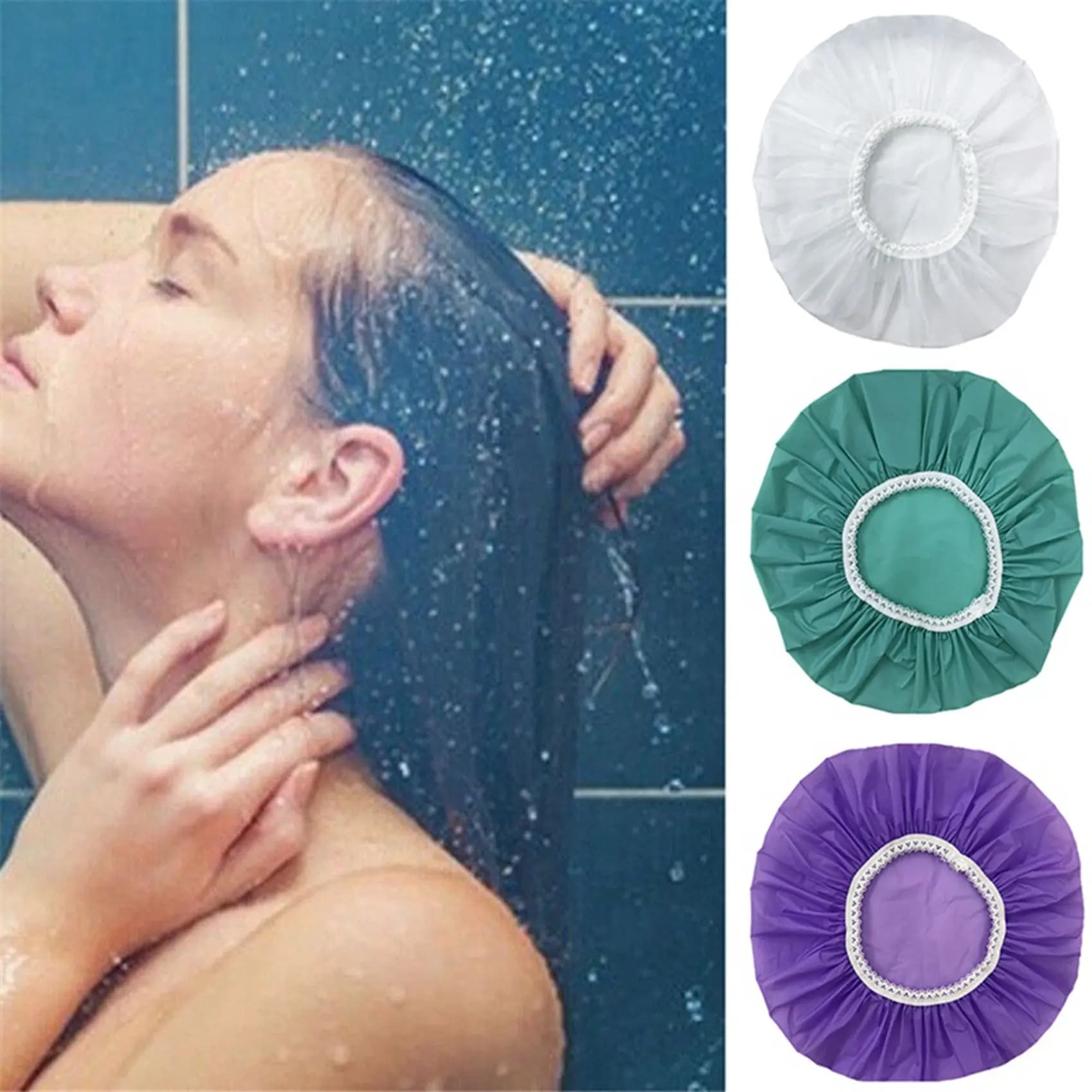 A04G-2Pcs Waterproof Shower Headphone for Home Use, Swimming Headphone, Elastic Shower Headset for Hotel (Black)